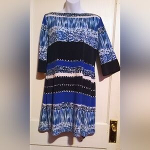 🛍️ BUNDLE ONLY 🛍️Donna Morgan Blue and Black Striped Midi Dress